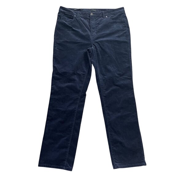 Talbots Corduroy Straight Leg Pants Women's Size 14 Indigo High Rise Cotton - Picture 1 of 11